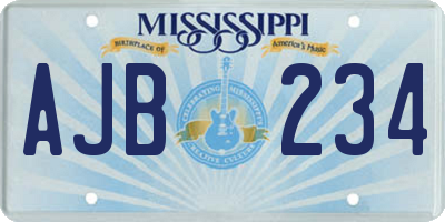 MS license plate AJB234