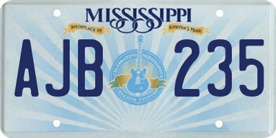 MS license plate AJB235