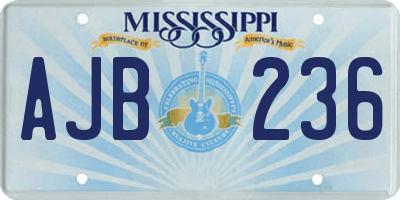 MS license plate AJB236