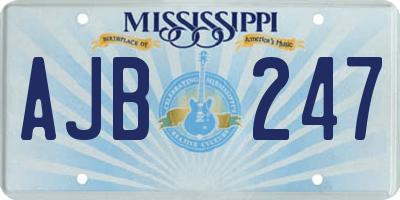 MS license plate AJB247
