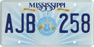 MS license plate AJB258