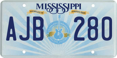 MS license plate AJB280