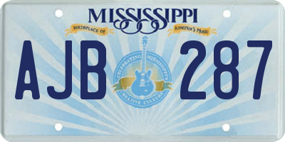 MS license plate AJB287
