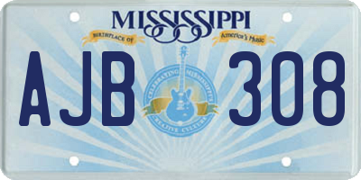 MS license plate AJB308