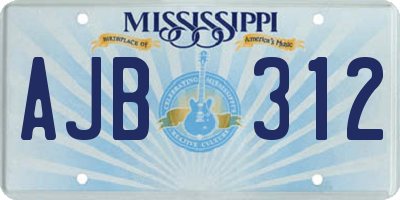 MS license plate AJB312