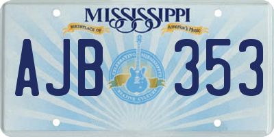 MS license plate AJB353