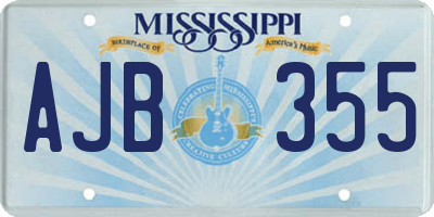 MS license plate AJB355