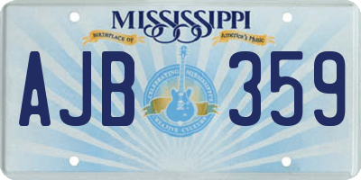 MS license plate AJB359