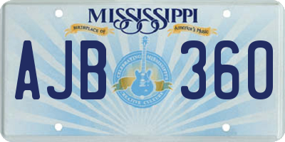 MS license plate AJB360