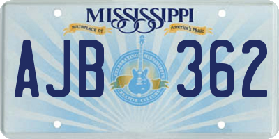 MS license plate AJB362
