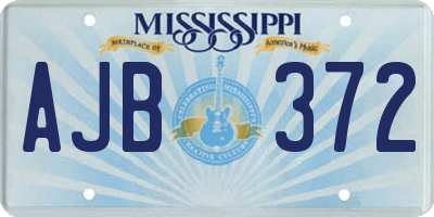 MS license plate AJB372
