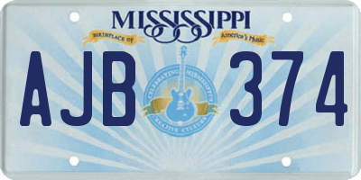 MS license plate AJB374