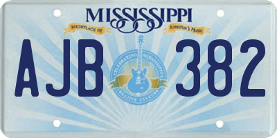 MS license plate AJB382