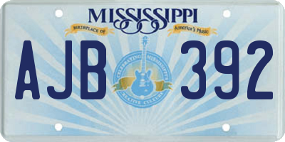 MS license plate AJB392