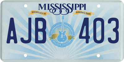 MS license plate AJB403