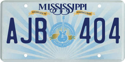 MS license plate AJB404