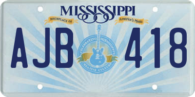 MS license plate AJB418