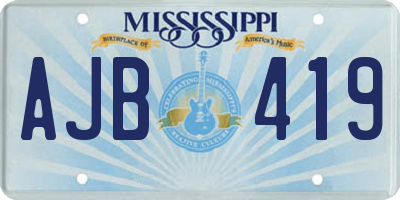 MS license plate AJB419