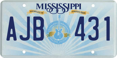 MS license plate AJB431