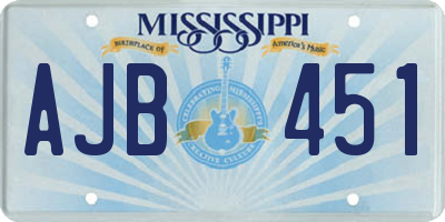 MS license plate AJB451