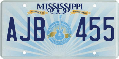 MS license plate AJB455