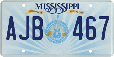 MS license plate AJB467
