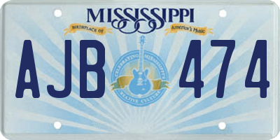 MS license plate AJB474