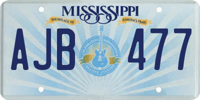 MS license plate AJB477