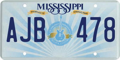 MS license plate AJB478