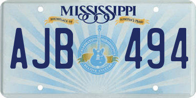 MS license plate AJB494