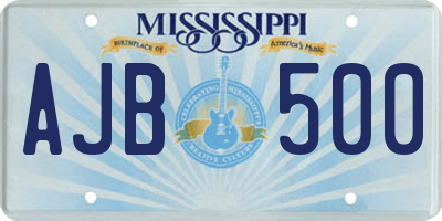 MS license plate AJB500