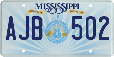 MS license plate AJB502