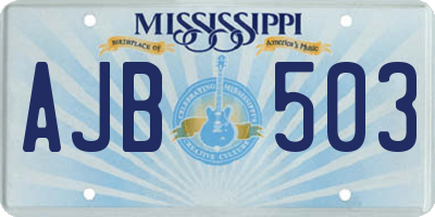 MS license plate AJB503