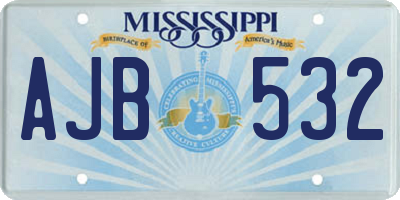 MS license plate AJB532