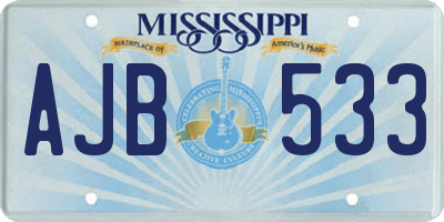 MS license plate AJB533