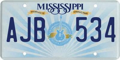 MS license plate AJB534