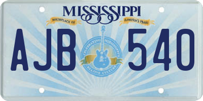 MS license plate AJB540
