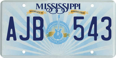 MS license plate AJB543