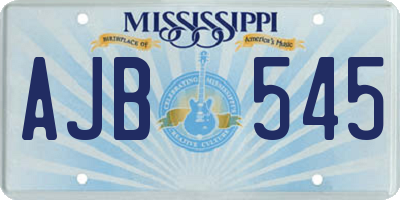 MS license plate AJB545