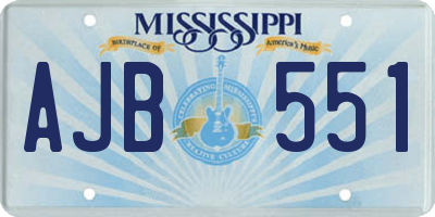 MS license plate AJB551