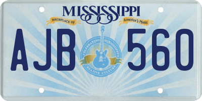 MS license plate AJB560