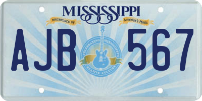 MS license plate AJB567