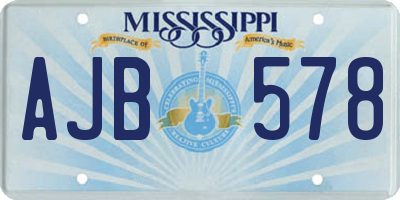 MS license plate AJB578