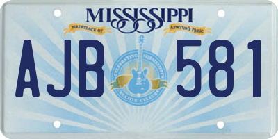 MS license plate AJB581