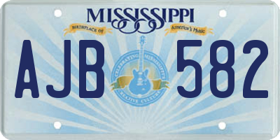 MS license plate AJB582