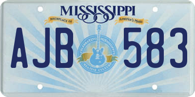 MS license plate AJB583