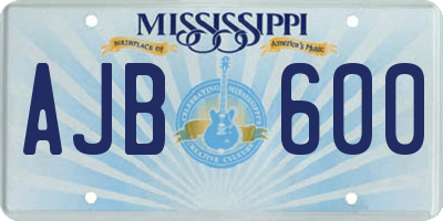 MS license plate AJB600
