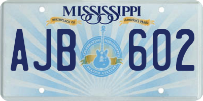 MS license plate AJB602