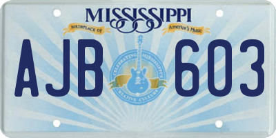 MS license plate AJB603