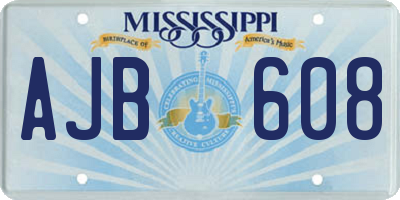 MS license plate AJB608